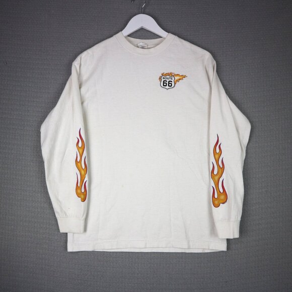 Route 66 Vintage Flame Biker Longsleeve Mens Medium - Picture 2 of 8